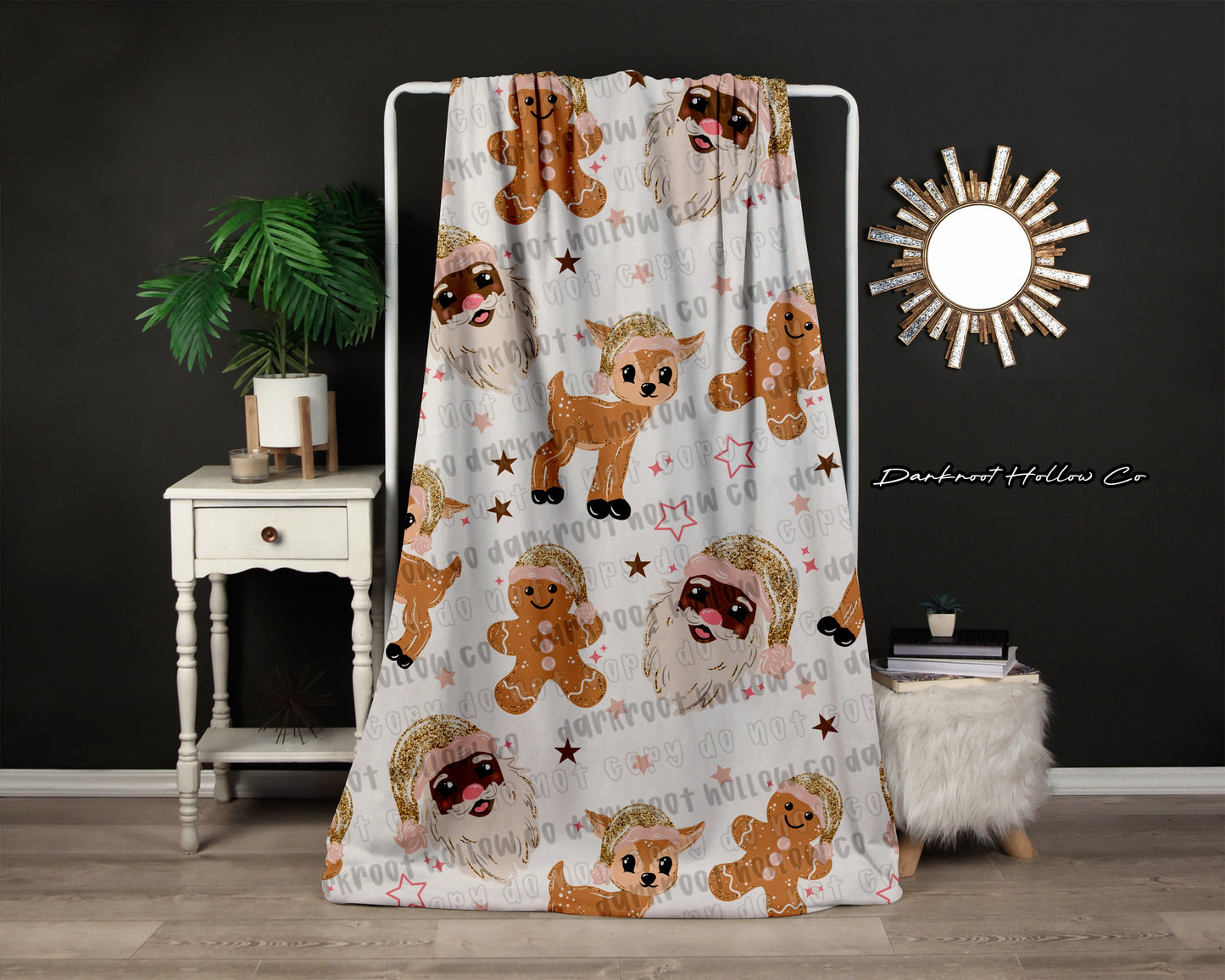 Glitter Santa Gingerbread Reindeer 2 Blanket