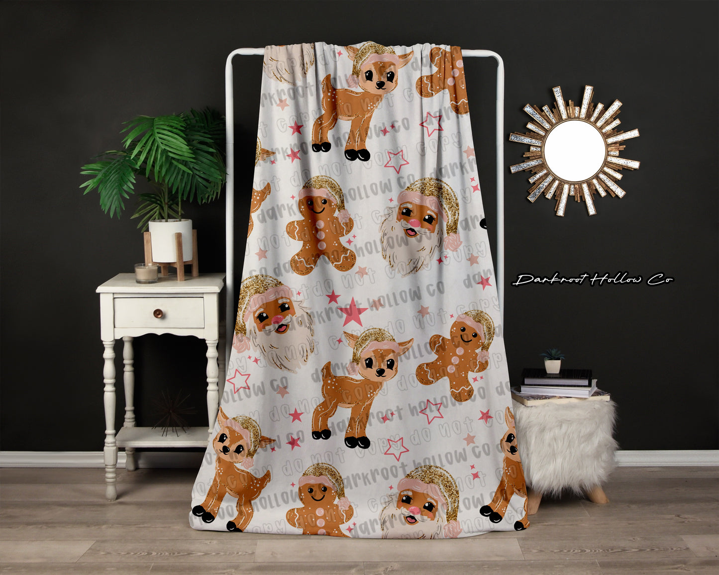 Glitter Santa Gingerbread Reindeer Blanket