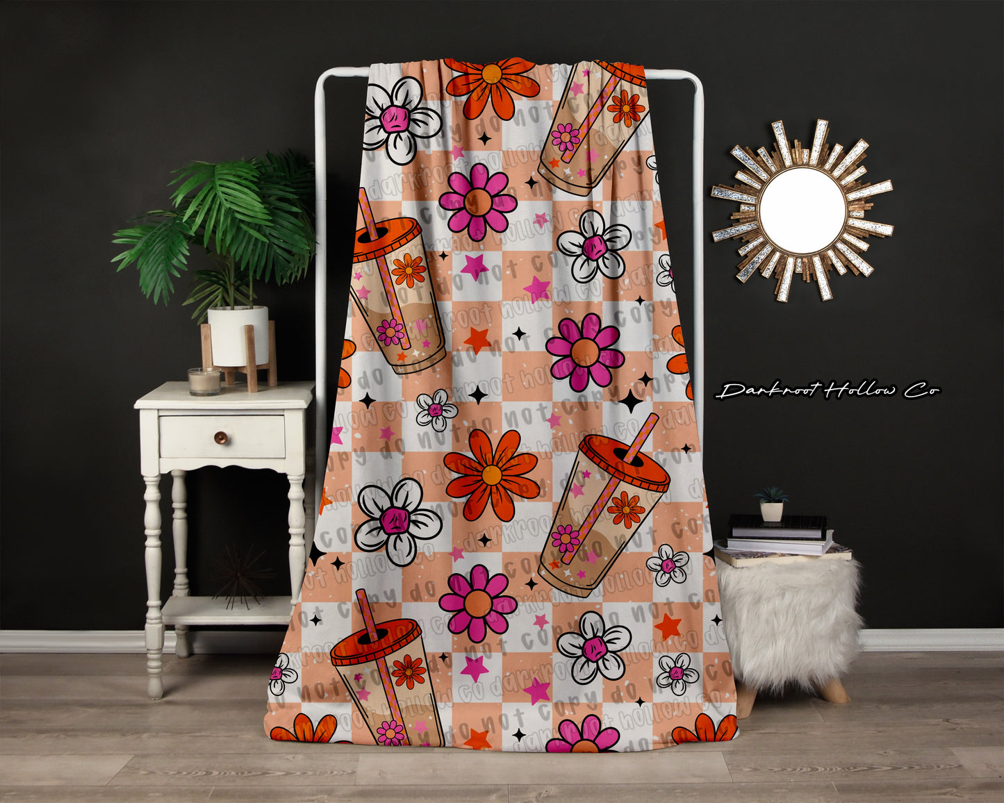 Pink & Orange Skellie Iced Coffee Blanket