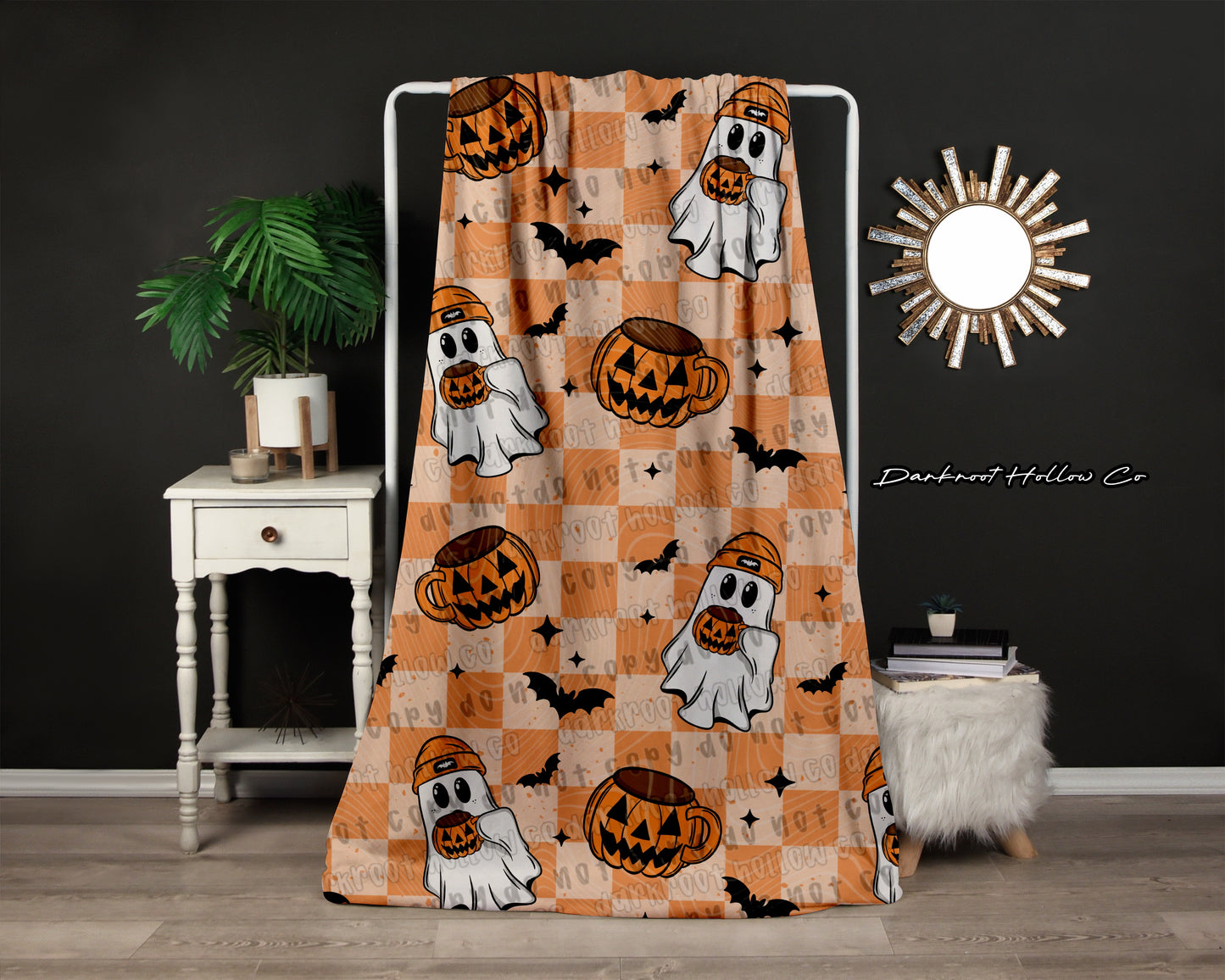 Ghost with Pumpkin Mug Blanket