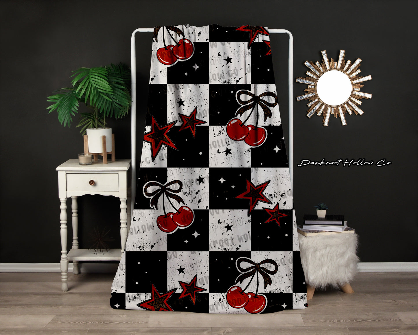 Checker Cheetah Cherries Blanket