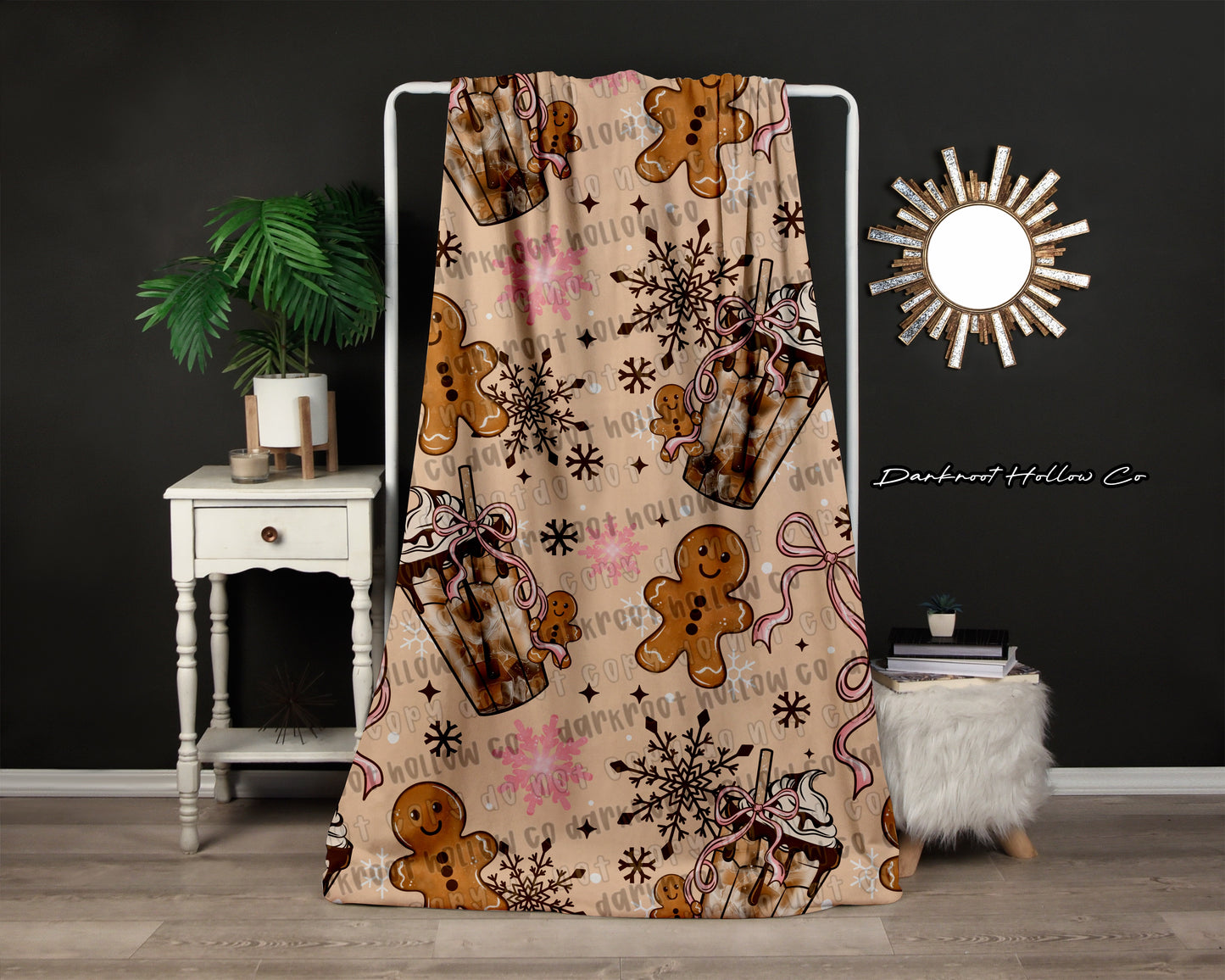 Gingerbread Bow Coffee Blanket