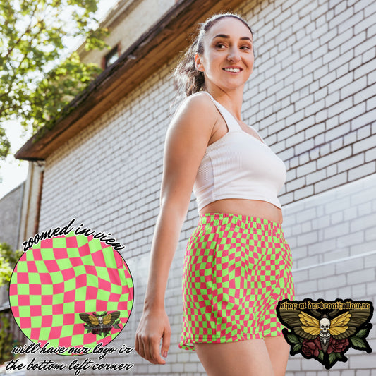 Neon Checkered Unisex Athletic Shorts