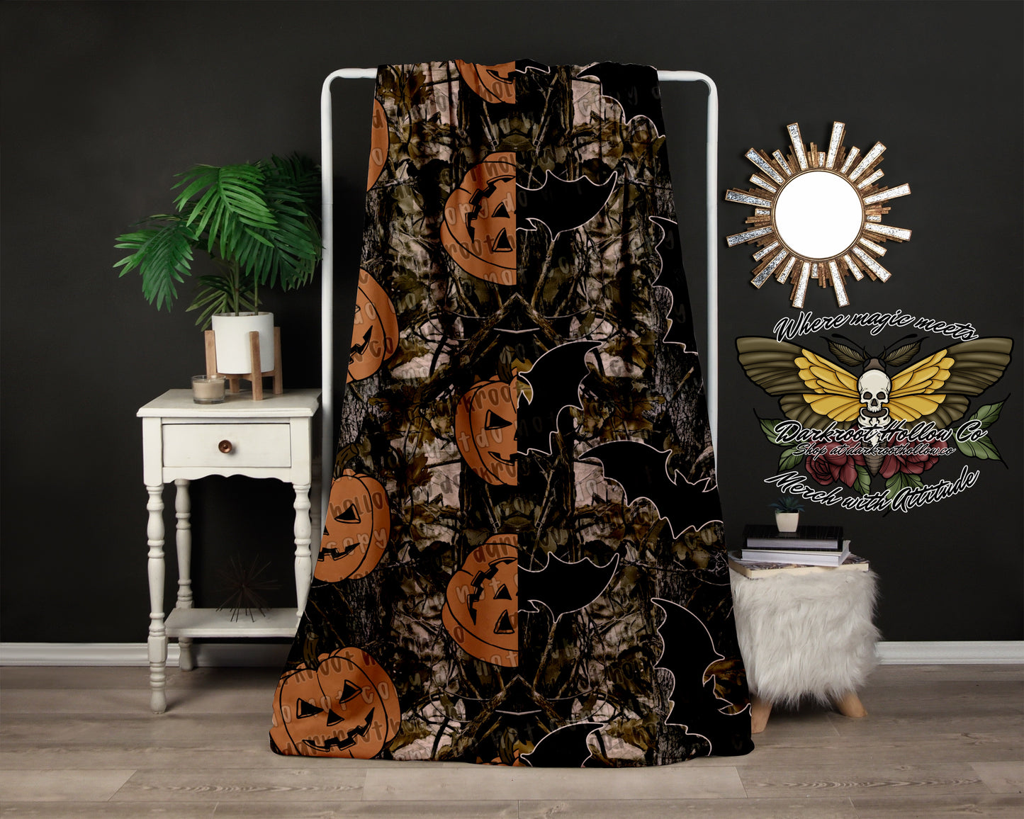 Camo Split Bats & Pumpkin Blanket
