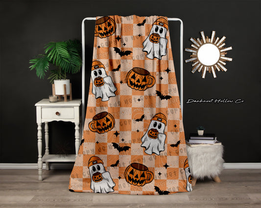 Ghost with Pumpkin Mug Blanket