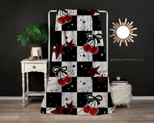 Checker Cheetah Cherries Blanket
