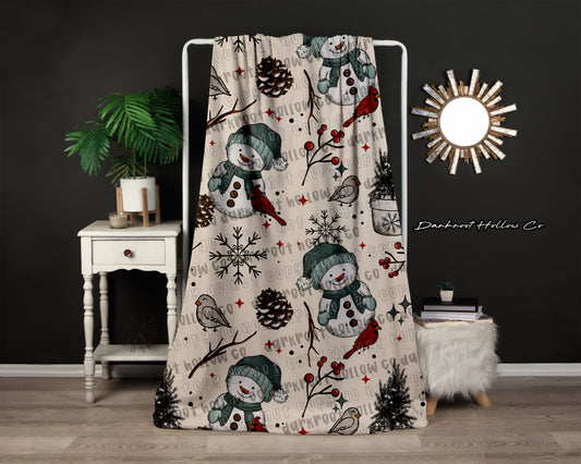 Snowman and Birds Blanket