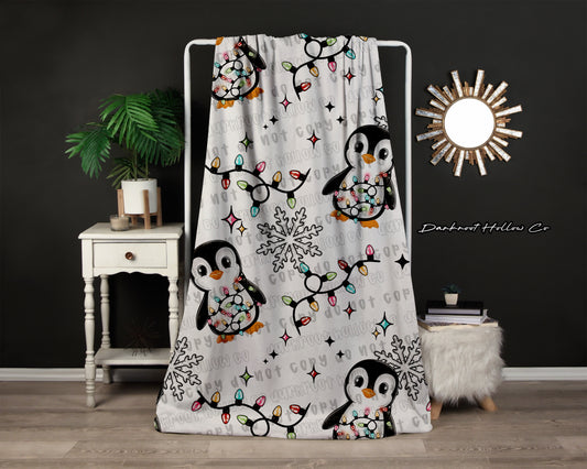 Penguins & Christmas Lights Blanket
